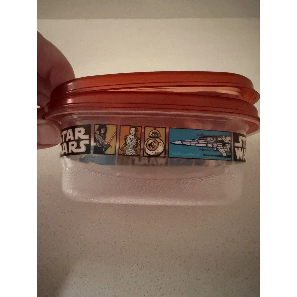 Star Wars Glad Gladware Plastic Containers Red Lid Snack Small Rectangle New